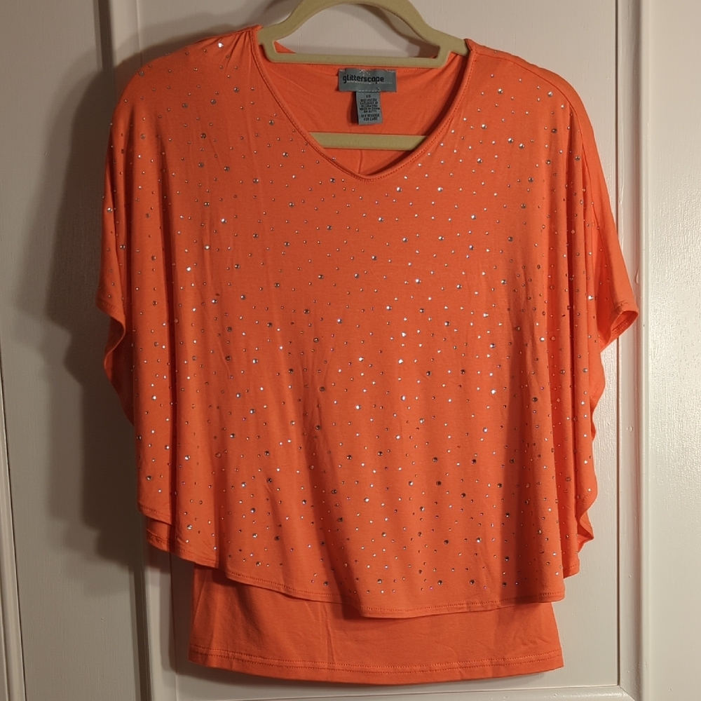 Peach Rhinestone Embellished Top